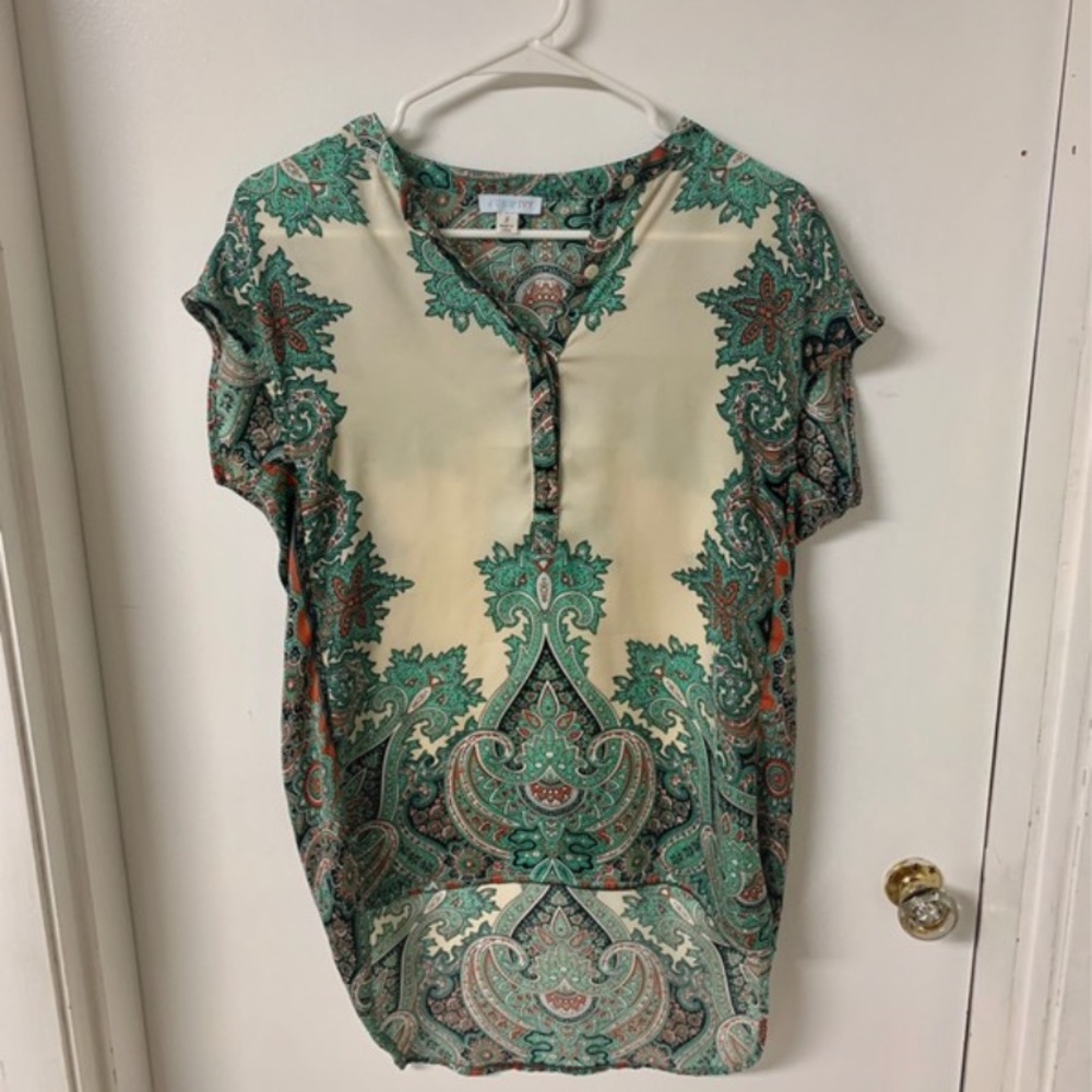 New 🌟 Patterned Cap Sleeve Blouse